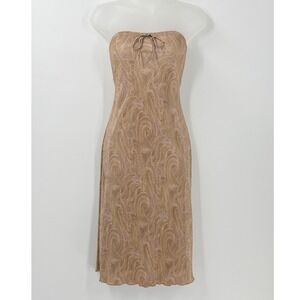 Vtg Y2k Chesley Strapless Swirl Print Midi Dress Womens sz L Fairy Grunge Rave